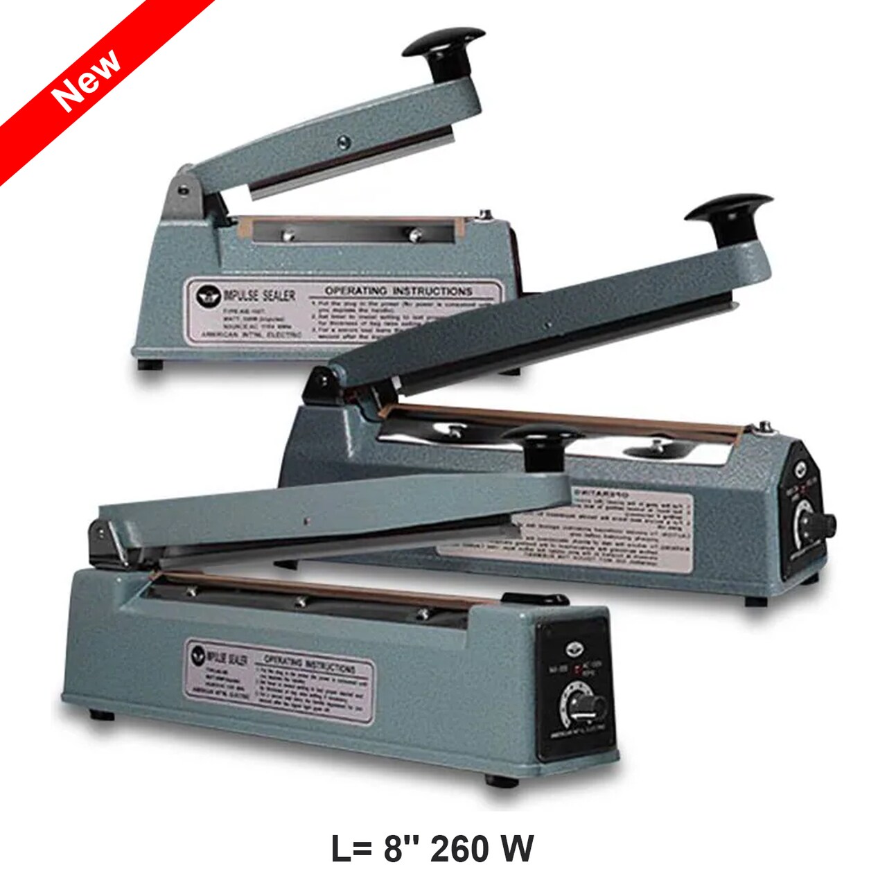 8'' Heat Sealer Machine - 260W, 2mm Seal Width, 6 Mil Thickness